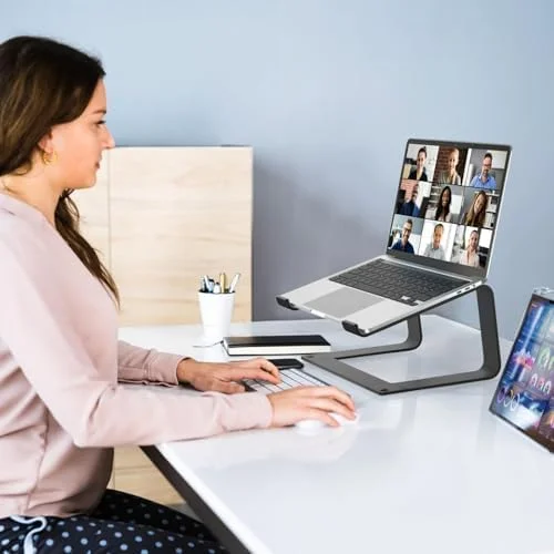 Laptop Stand for Desk Portable Computer Riser Metal Notebook Holder Printer Stand Office Desk Accessories Compatible with MacBook Air - Pro, Dell, HP