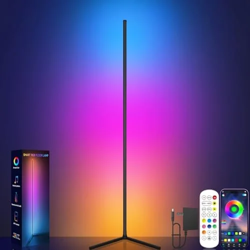 Tyute Corner Floor Lamp, RGB LED Corner Lamp with Music Sync, Smart App and Remote Control Color Changing Ambience Light, LED Lamp with 16 Million