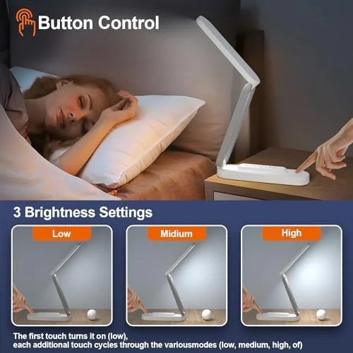 Giryuhd LED Desk Lamp for Office Home & Battery Operated Lamp Rechargeable Lamp Foldable & Portable Light - LED Desk Light Strip, 3 Brightness
