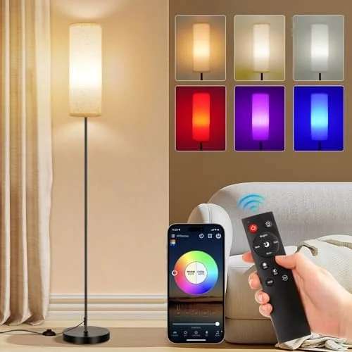 FRIDEKO HOME Floor Lamp, 9W 800LM Color Changing Smart Lamp with Music Sync, App & Remote Control, Adjustable Brightness & Color Temperature Standing
