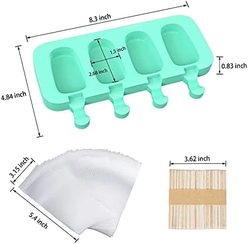Popsicles Molds - Ozera 2 Pack Homemade Cake Pop Molds, Reusable Silicone Ice Pop Cream Maker Cakesicle Molds with 50 Wooden Sticks & 50 Bags