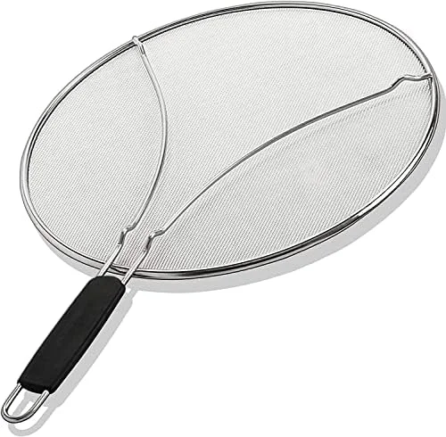 Splatter Screen for Frying Pan - 13 Inch Stainless Steel Grease Splatter Guard - Cover Oil Splash when Sizzling Bacon - Cooking Fried Chicken or