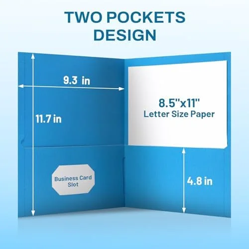 SUNEE Folders with Pockets(25 Pack - Assorted Colors), 2 Pocket Folders Fit Letter Size Paper, Paper File Folder for School Office Home Business