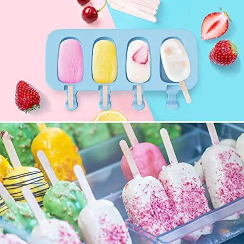 Popsicles Molds - Ozera 2 Pack Homemade Cake Pop Molds, Reusable Silicone Ice Pop Cream Maker Cakesicle Molds with 50 Wooden Sticks & 50 Bags