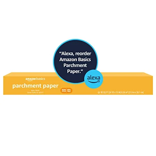 Amazon Basics Non-Stick Parchment Paper for Baking - Cooking, Oven Safe, 15 inches, 90 Sq Ft Roll, 1 Pack