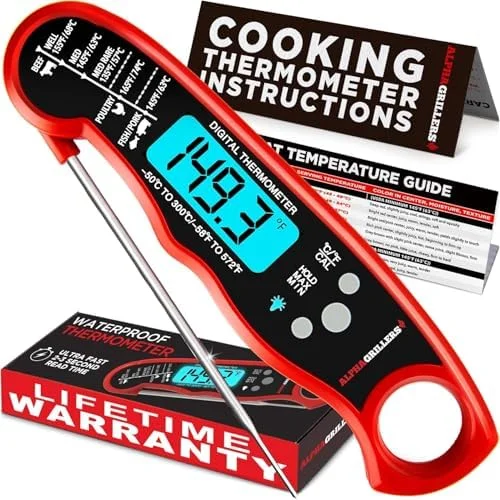Alpha Grillers Meat Thermometer Digital – Instant Read Food Thermometer for Cooking & Grilling – Professional Kitchen Fathers Day Gift for Dad Men