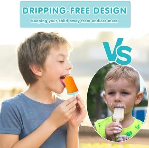 Miaowoof Silicone Popsicles Molds for Toddlers, 6-Cavity Non-BPA Premium Silicone Small Popsicle Molds, Ice Pop Mold with 6 Colorful Reusable Sticks