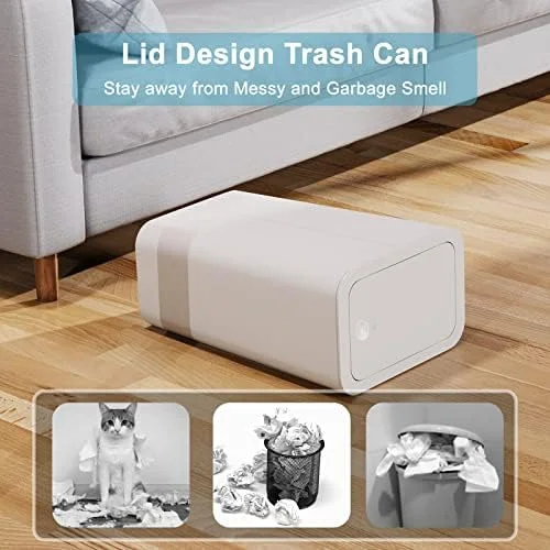 N. NETDOT 3 Pack 10L - 2.6 Gallon Small Trash Can with Lid, Bathroom Garbage Can with Pop-Up Lid, Waste Basket for Bathroom, Kitchen, Bedroom, Powder