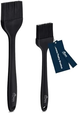 HOTEC 600℉ Heat Resistasnt Basting Brushes, BPA Free Silicone Pastry Brush, Spread Oil Butter Sauce Marinades for BBQ Grill Barbecue Baking Kitchen
