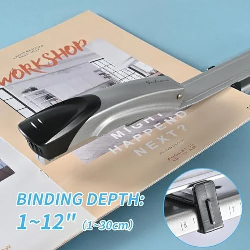Long Reach Stapler, with 2000 Staples & Stapler Remover Full Strip，20-25 Sheet Capacity, with Built-in Ruler and Adjustable Locking Paper Guide