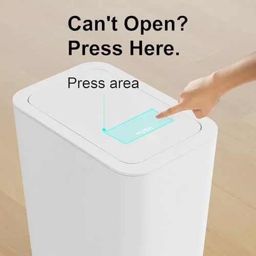 N. NETDOT 3 Pack 10L - 2.6 Gallon Small Trash Can with Lid, Bathroom Garbage Can with Pop-Up Lid, Waste Basket for Bathroom, Kitchen, Bedroom, Powder