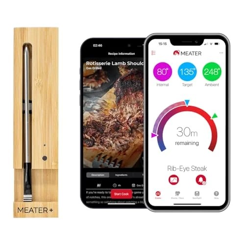 MEATER Plus: Smart Bluetooth Wireless Meat Thermometer Digital - BBQ, Grill, Oven, Smoker, Air Fryer, Kitchen, Perfect for Steak, Chicken, Turkey, and