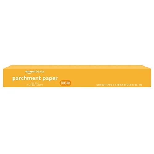 Amazon Basics Non-Stick Parchment Paper for Baking - Cooking, Oven Safe, 15 inches, 90 Sq Ft Roll, 1 Pack