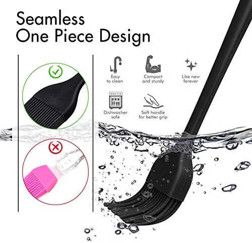 HOTEC 600℉ Heat Resistasnt Basting Brushes, BPA Free Silicone Pastry Brush, Spread Oil Butter Sauce Marinades for BBQ Grill Barbecue Baking Kitchen