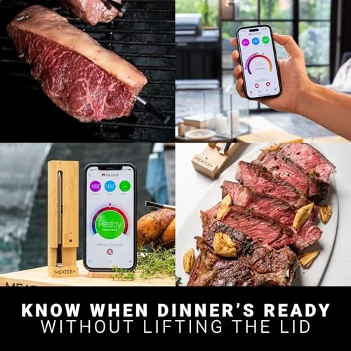 MEATER Plus: Smart Bluetooth Wireless Meat Thermometer Digital - BBQ, Grill, Oven, Smoker, Air Fryer, Kitchen, Perfect for Steak, Chicken, Turkey, and