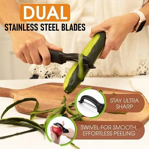Spring Chef Premium Swivel Vegetable Peeler, Soft Grip Handle and Ultra Sharp Stainless Steel Blades - Perfect Kitchen Peeler For Veggie, Fruit
