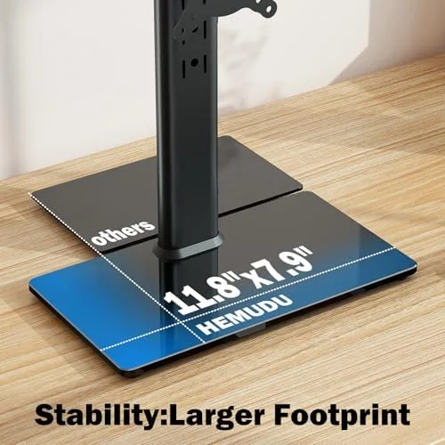 Single LCD Computer Monitor Free-Standing Desk Stand Mount Riser for 13 inch to 32 inch screen with Swivel - Height Adjustable, Rotation, Vesa Base