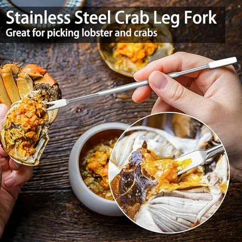 suoundey Seafood Cracker Tool Set With Lobster Sheller Stainless Steel Crab Crackers Crab Leg Fork Seafood Scissors And Storage Bag, Crab Leg Pick