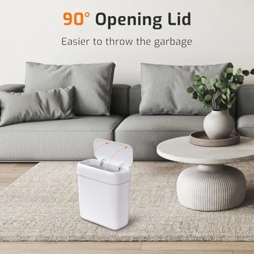MOPALL Small Bathroom Trash Can with Lid - 2.6 Gallons, 10 L Slim Plastic Garbage Bin with Pop-Up Lid, Mini Waste Basket Can Dog Proof for Kitchen
