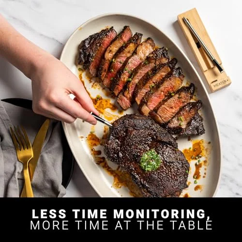 MEATER Plus: Smart Bluetooth Wireless Meat Thermometer Digital - BBQ, Grill, Oven, Smoker, Air Fryer, Kitchen, Perfect for Steak, Chicken, Turkey, and