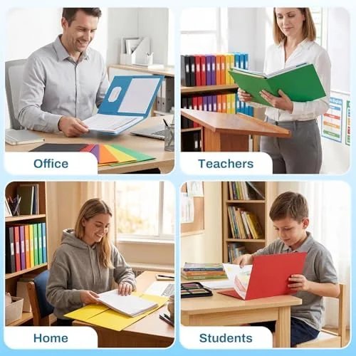 SUNEE Folders with Pockets(25 Pack - Assorted Colors), 2 Pocket Folders Fit Letter Size Paper, Paper File Folder for School Office Home Business
