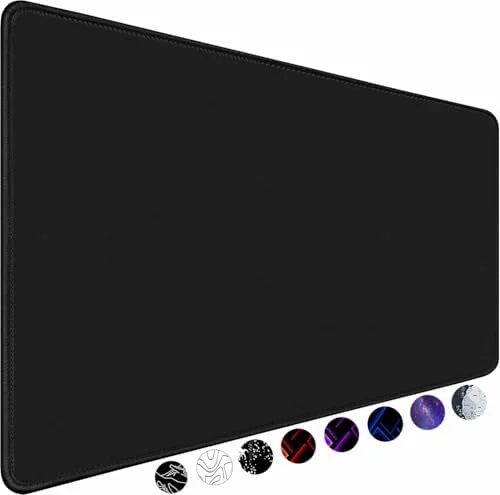 TEDNETGO Large Gaming Mouse Pad, Waterproof Extra Large Big Mouse Pad with Stitched Edge, XXL Non-Slip Black Computer Long Mousepad Desk Mat for