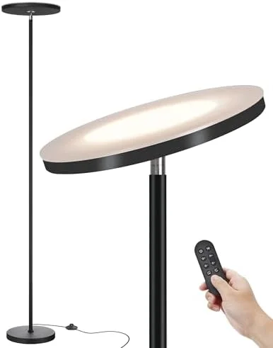 JOOFO LED Floor Lamp – Super Bright Torchiere with Remote & Foot Switch, Stepless Dimmable Tall Standing Lamp, 69" Modern Pole Light for Corner