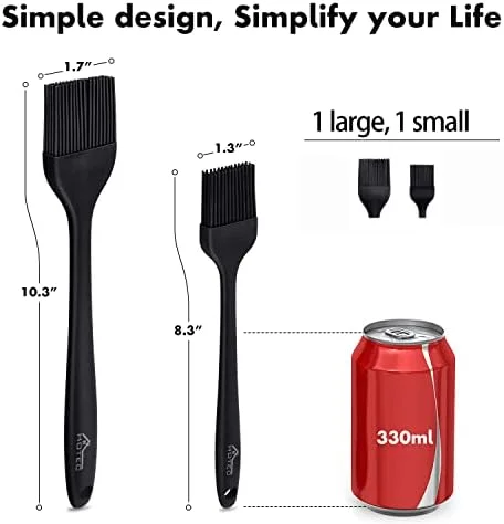 HOTEC 600℉ Heat Resistasnt Basting Brushes, BPA Free Silicone Pastry Brush, Spread Oil Butter Sauce Marinades for BBQ Grill Barbecue Baking Kitchen