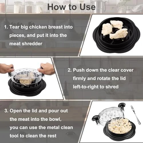 SURETIVIAN Chicken Shredder Tool Twist Large Chicken Breast Shredder with Brush&Fork - Visible Meat Shredder Machine, Strong Anti-Slip Strip