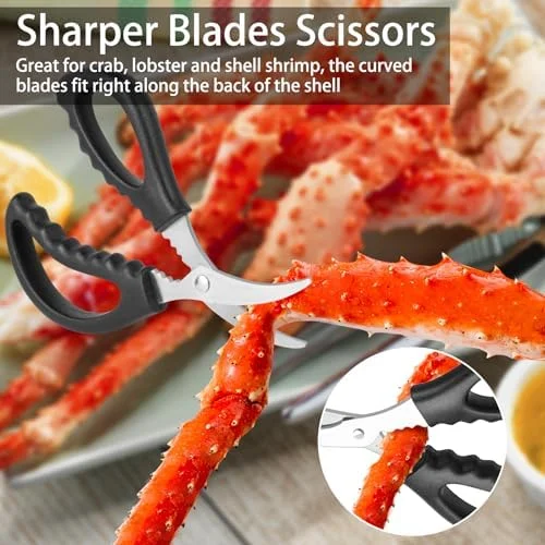 suoundey Seafood Cracker Tool Set With Lobster Sheller Stainless Steel Crab Crackers Crab Leg Fork Seafood Scissors And Storage Bag, Crab Leg Pick
