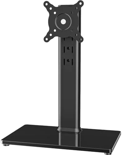 Single LCD Computer Monitor Free-Standing Desk Stand Mount Riser for 13 inch to 32 inch screen with Swivel - Height Adjustable, Rotation, Vesa Base