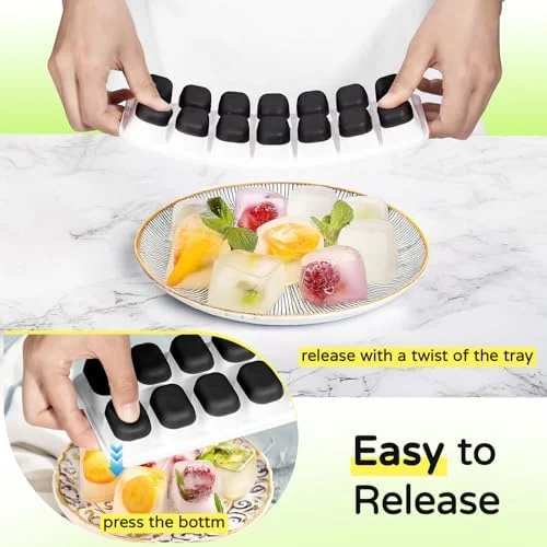 Ice Cube Tray 5 Pack - Stackable Silicone Ice Cube Trays with Lid– Easy Release Reusable Ice Tray, BPA-Free Rectangular Ice Cube Mold Set for