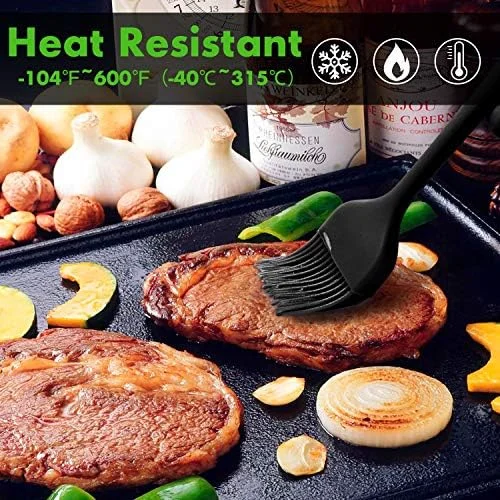 HOTEC 600℉ Heat Resistasnt Basting Brushes, BPA Free Silicone Pastry Brush, Spread Oil Butter Sauce Marinades for BBQ Grill Barbecue Baking Kitchen