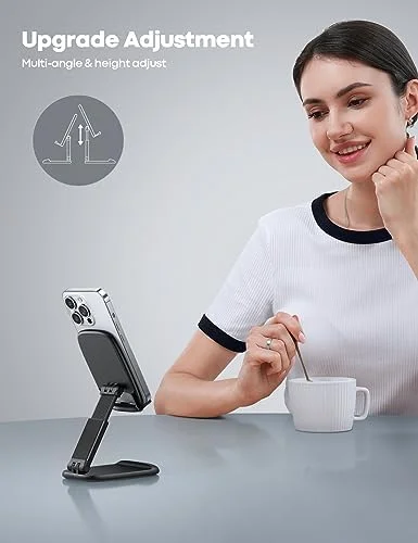 Lamicall Cell Phone Stand for Desk - [Height Adjustable] Foldable Mobile Phone Holder, Portable Stand for iPhone 17 16 15 14 13 12 11 Pro Max Plus