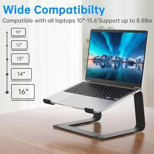 Laptop Stand for Desk Portable Computer Riser Metal Notebook Holder Printer Stand Office Desk Accessories Compatible with MacBook Air - Pro, Dell, HP