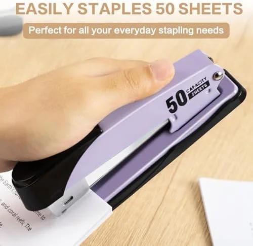 Deli Stapler Heavy Duty, Full Strip Staplers for Desk with 2000 Staples and Staple Remover, 50 Sheet Capacity, No Jam, Non-Slip Office Stapler with