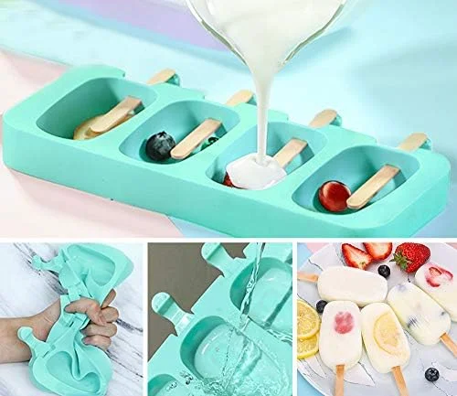 Popsicles Molds - Ozera 2 Pack Homemade Cake Pop Molds, Reusable Silicone Ice Pop Cream Maker Cakesicle Molds with 50 Wooden Sticks & 50 Bags