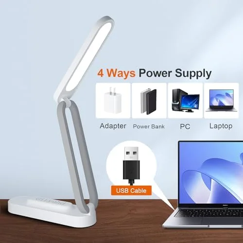 Giryuhd LED Desk Lamp for Office Home & Battery Operated Lamp Rechargeable Lamp Foldable & Portable Light - LED Desk Light Strip, 3 Brightness