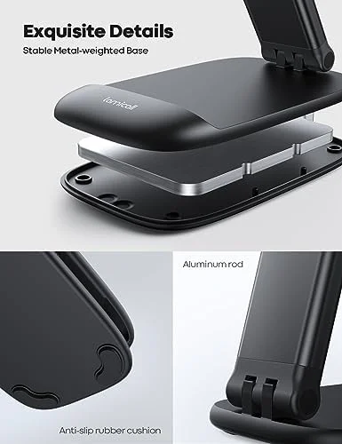 Lamicall Cell Phone Stand for Desk - [Height Adjustable] Foldable Mobile Phone Holder, Portable Stand for iPhone 17 16 15 14 13 12 11 Pro Max Plus