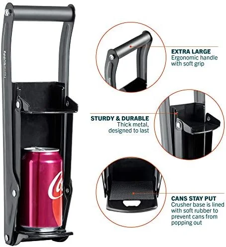 HomeBuddy Can Crusher for Recycling - 12 Oz. and 16 Oz. Can Crusher Wall Mounted for Aluminum - Compact and Easy to Use, Mounting Rivets Included