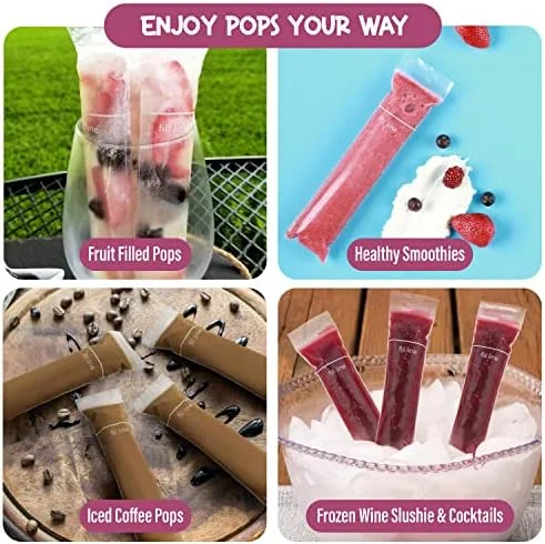 Frozip 125 Disposable Ice Popsicle Mold Bags| BPA Free Freezer Tubes With Zip Seals, For Healthy Snacks, Yogurt Sticks, Juice & Fruit Smoothies, Ice