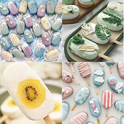 Popsicles Molds - Ozera 2 Pack Homemade Cake Pop Molds, Reusable Silicone Ice Pop Cream Maker Cakesicle Molds with 50 Wooden Sticks & 50 Bags