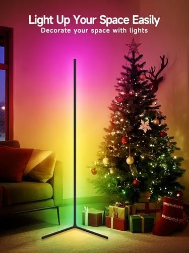 Tyute Corner Floor Lamp, RGB LED Corner Lamp with Music Sync, Smart App and Remote Control Color Changing Ambience Light, LED Lamp with 16 Million