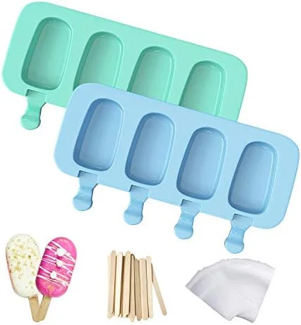 Popsicles Molds - Ozera 2 Pack Homemade Cake Pop Molds, Reusable Silicone Ice Pop Cream Maker Cakesicle Molds with 50 Wooden Sticks & 50 Bags