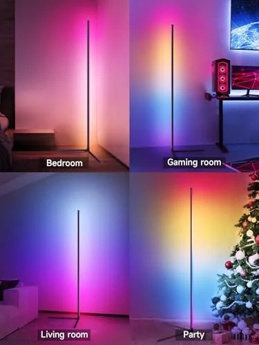 Tyute Corner Floor Lamp, RGB LED Corner Lamp with Music Sync, Smart App and Remote Control Color Changing Ambience Light, LED Lamp with 16 Million