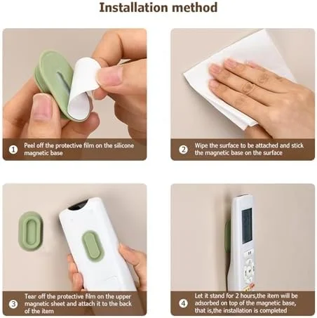 XYOFUN Magnetic Remote Control Holder Wall Mount - 4 Pcs No Drill Self-Adhesive Organizer for Air Conditioner & TV Remotes - Storage Caddy for