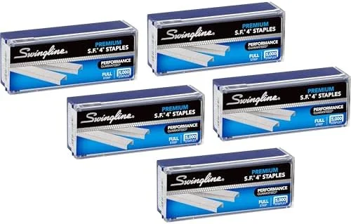Swingline Staples, 5 Pack, S.F. 4, Premium, 1/4" Length, 210/Strip, 5000/Box (35481)