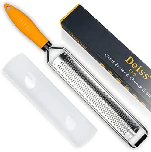 Deiss PRO Lemon Zester & Heavy Duty Cheese Grater & Vegetable Grater - Parmesan Cheese Lemon - Garlic, Nutmeg, Chocolate, Fruits, Vegetables, Ginger