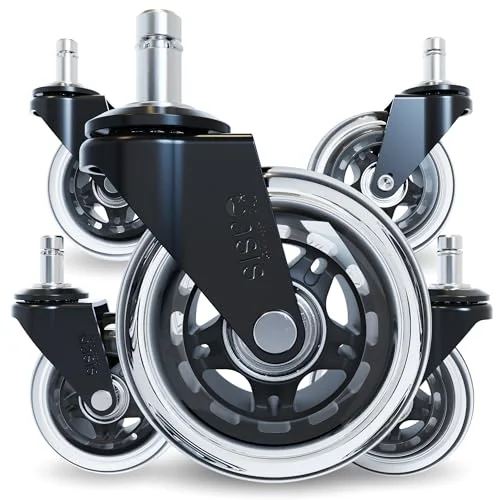 The Office Oasis Original Rollerblade Office Chair Wheels (As Seen On PBS) - Incredibly Smooth & Quiet Casters - Safe for Hardwood Floors & Carpet