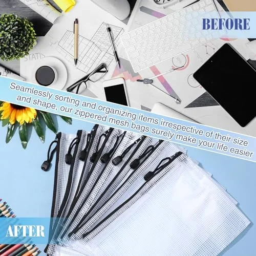 Jetec 32 Pcs Mesh Zipper Bags Toy Storage Bikini Organizer Bag Bolsas Para Guardar Trajes De Bano Waterproof Zipper Reusable Pouch Puzzle